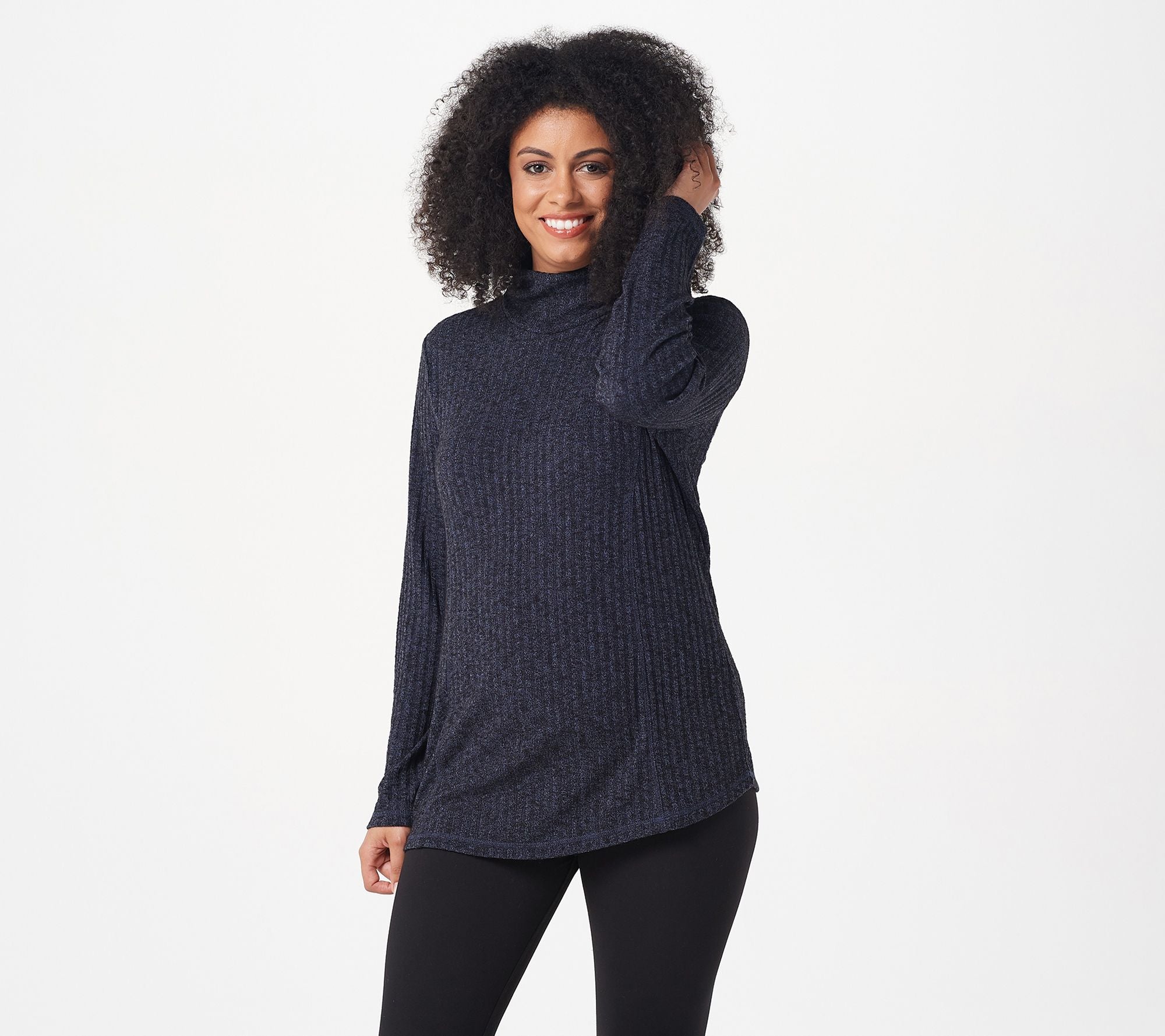 Susan Graver Weekend Ribbed Turtleneck Sweater Knit Tunic