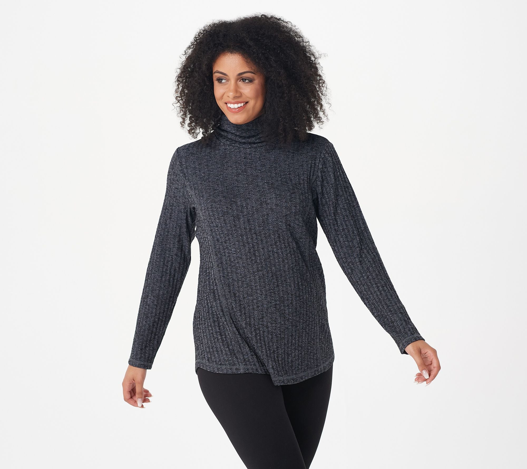 Susan Graver Weekend Ribbed Turtleneck Sweater Knit Tunic