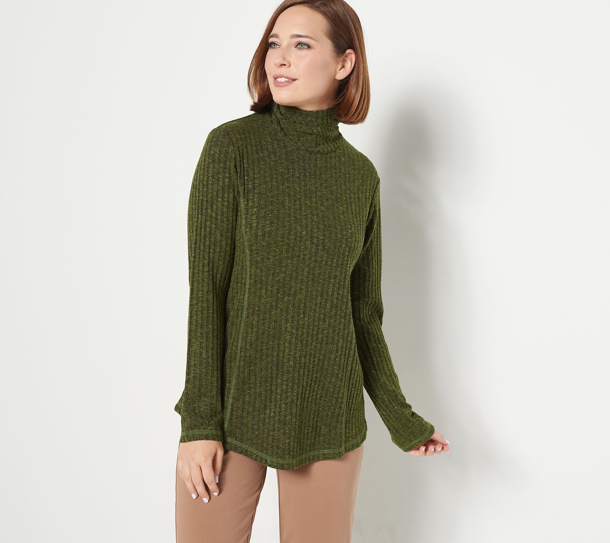 Susan Graver Weekend Ribbed Turtleneck Sweater Knit Tunic