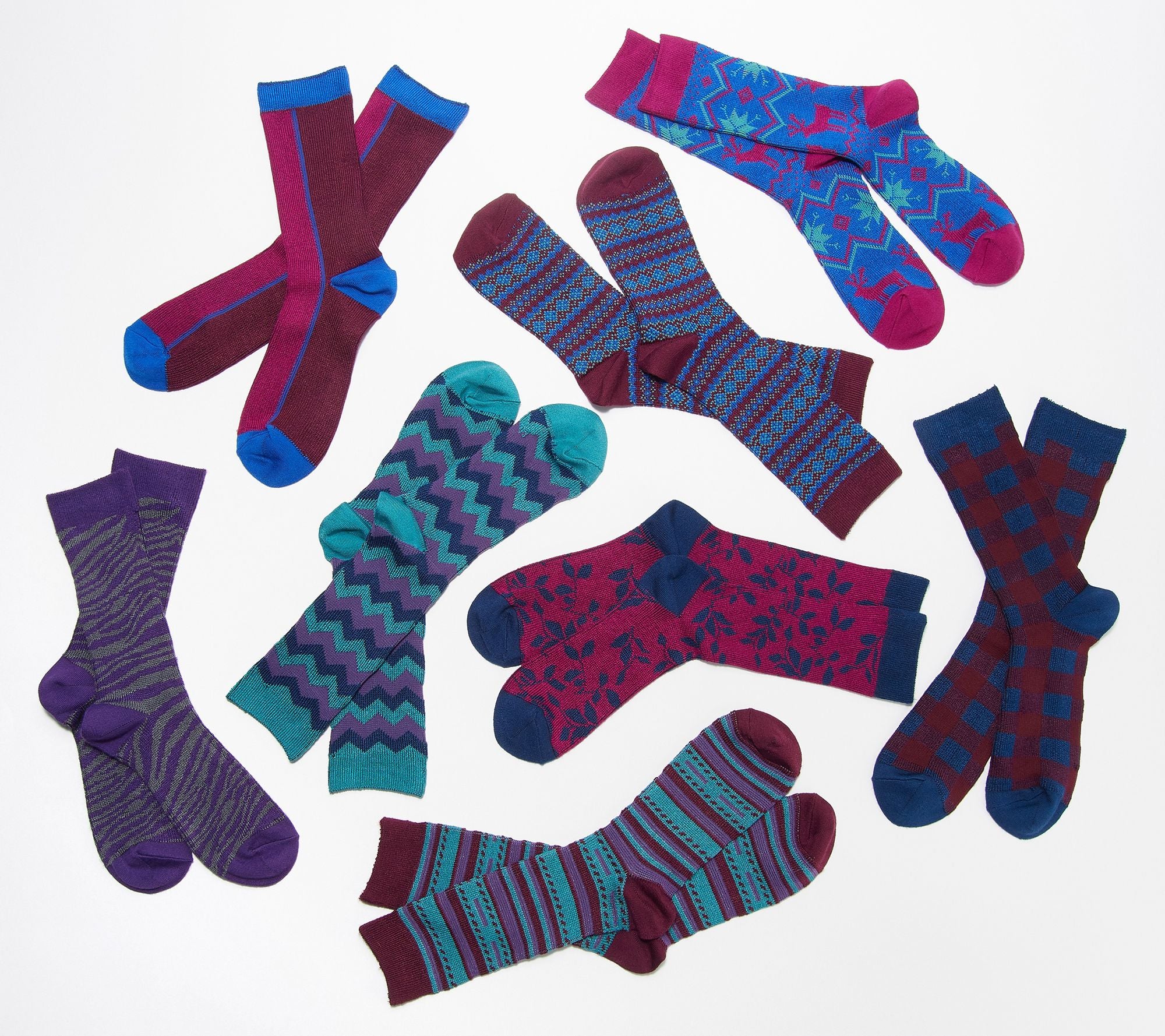 MUK LUKS Microfiber Boot Socks Set of 8