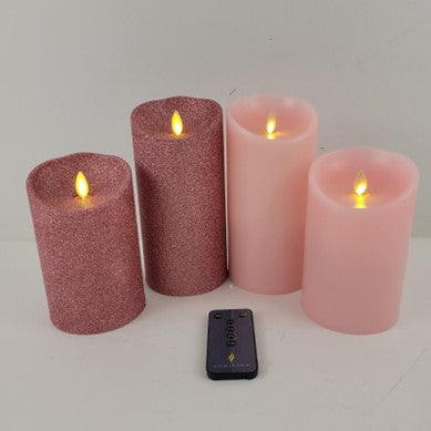 Luminara Flameless 5"&7" Smooth and Glitter 4-Pack Candle Set