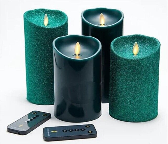 Luminara Flameless 5"&7" Smooth and Glitter 4-Pack Candle Set