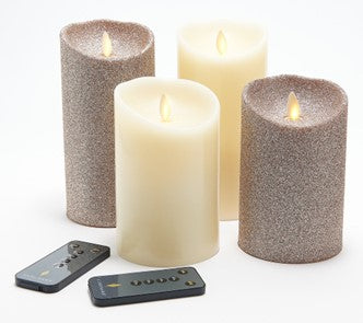 Luminara Flameless 5"&7" Smooth and Glitter 4-Pack Candle Set