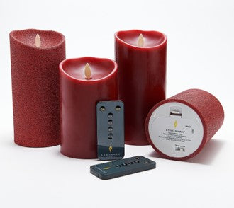 Luminara Flameless 5"&7" Smooth and Glitter 4-Pack Candle Set