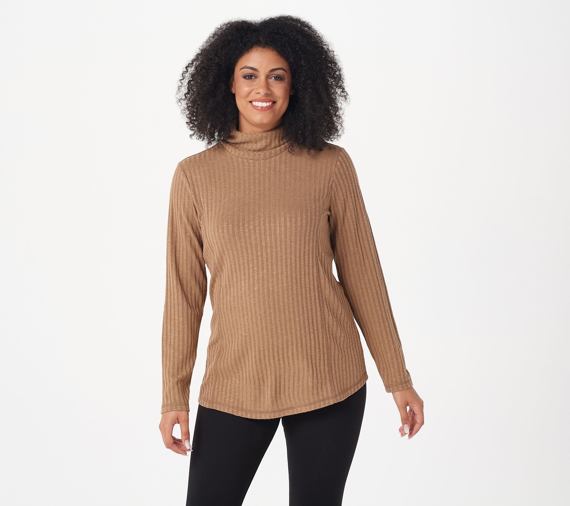 Susan Graver Weekend Ribbed Turtleneck Sweater Knit Tunic