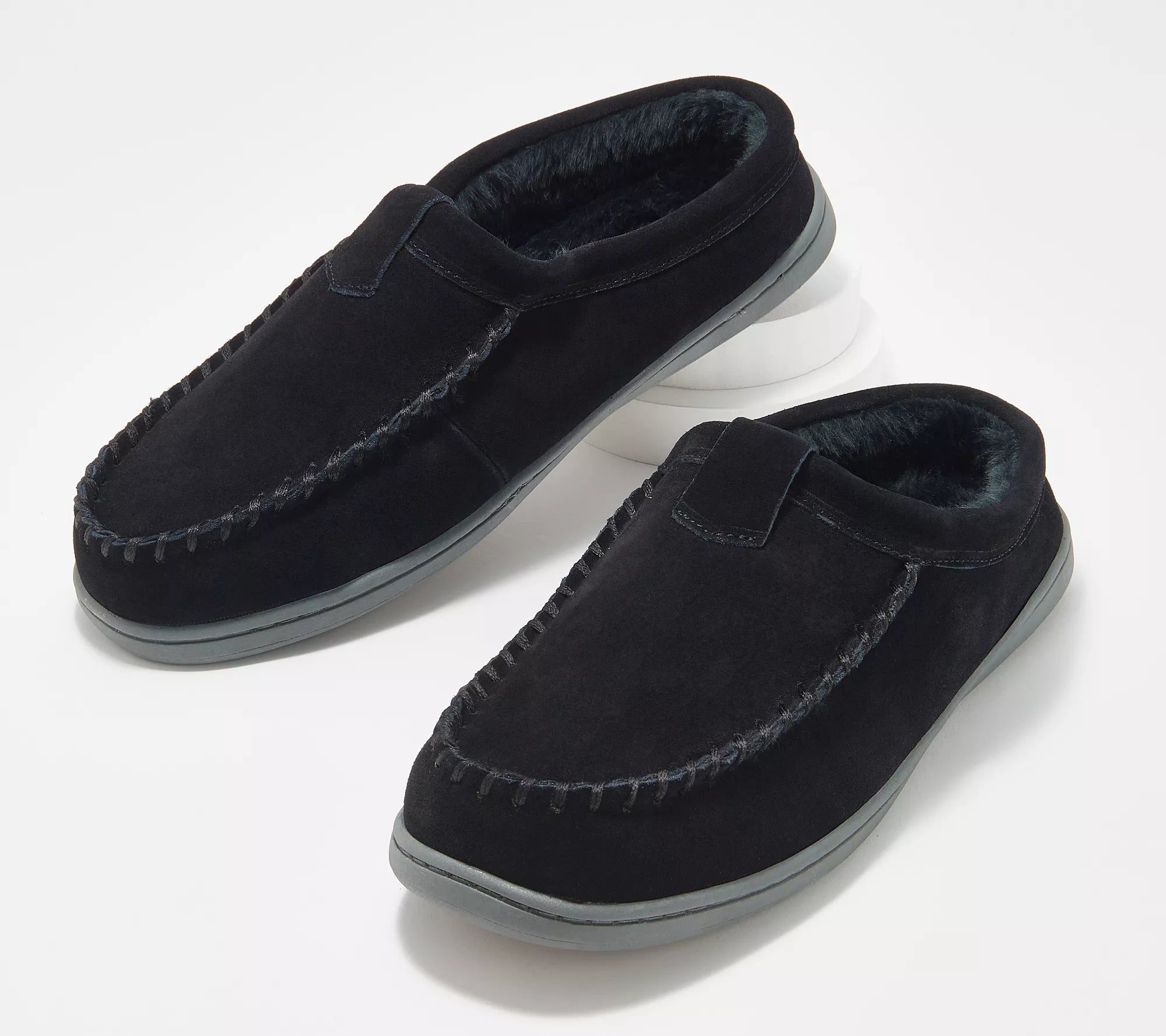 Clarks Suede Men's Faux-Fur Lined Clog Slippers