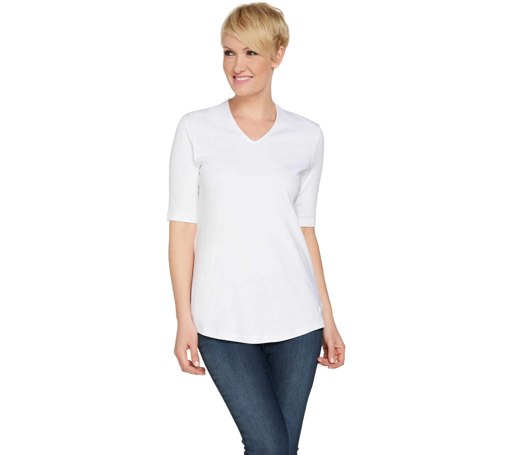 Isaac Mizrahi Live! Essentials V-Neck Elbow Sleeve Tunic