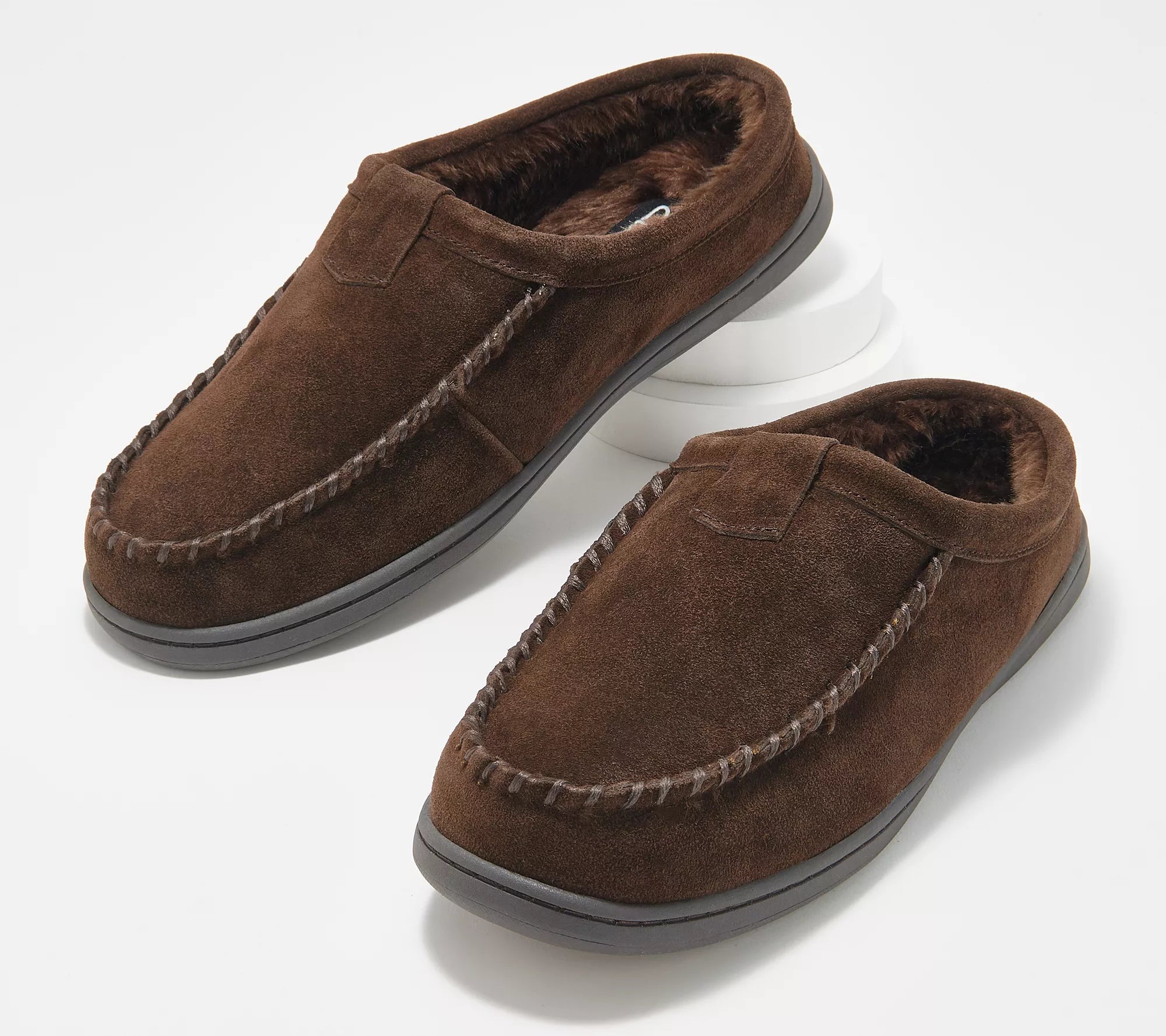 Clarks Suede Men's Faux-Fur Lined Clog Slippers