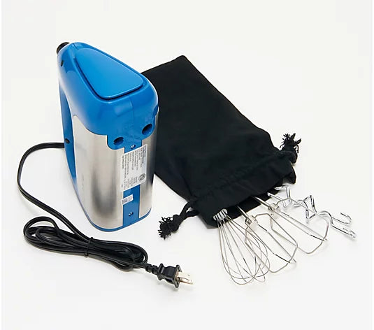 Blue Jean Chef Variable Speed Hand Mixer with Dough Hooks and Whisk