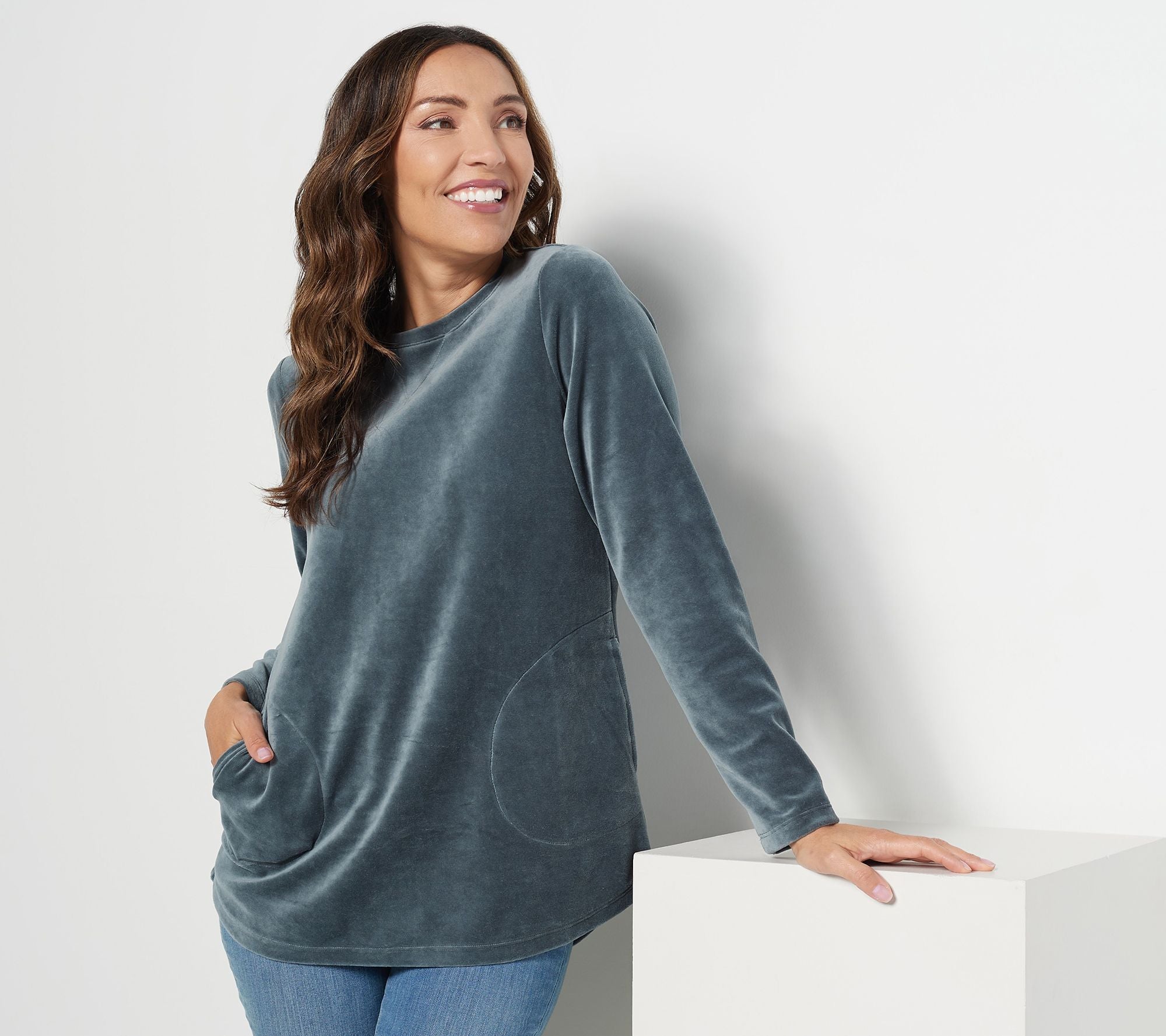 Denim & Co. Active Regular Velour Tunic