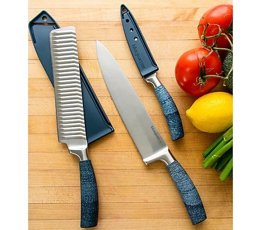 Blue Jean Chef 3-Piece Forged Cutlery Set with Sheaths