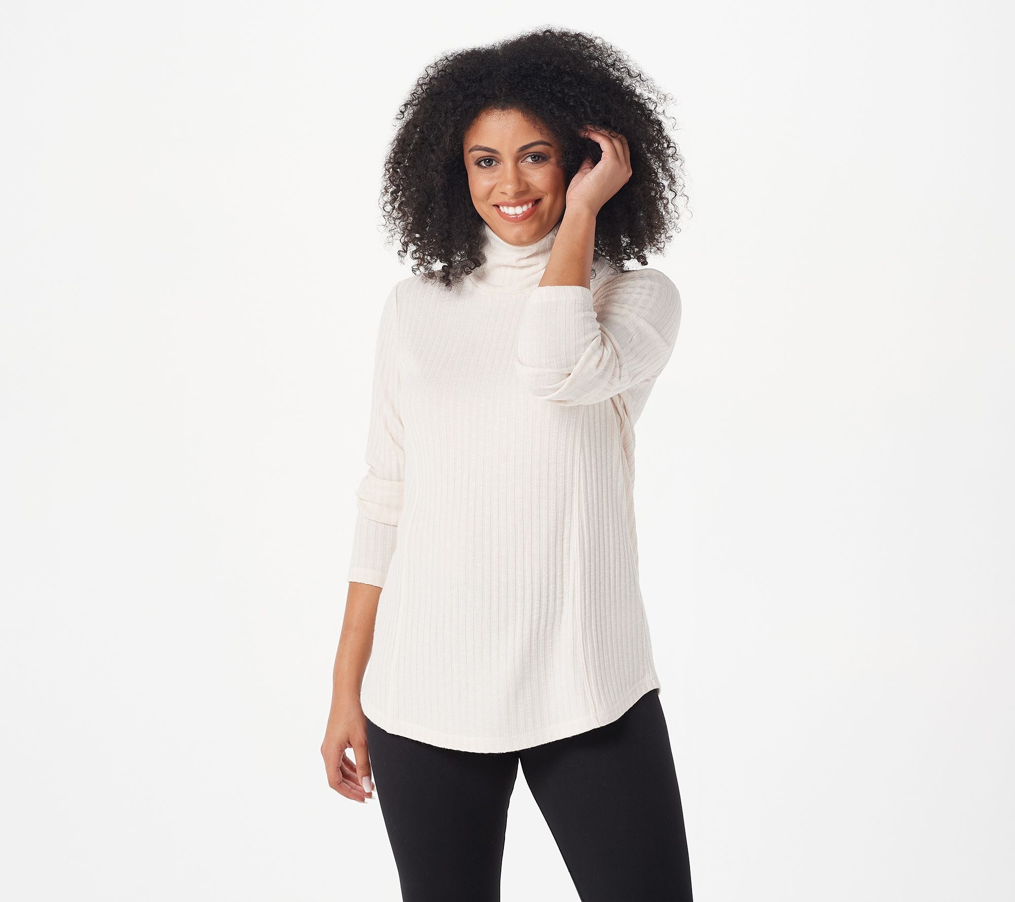 Susan Graver Weekend Ribbed Turtleneck Sweater Knit Tunic