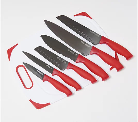 Cooking Light 6-Piece Cutlery Set with 11" x 14" Cutting Board