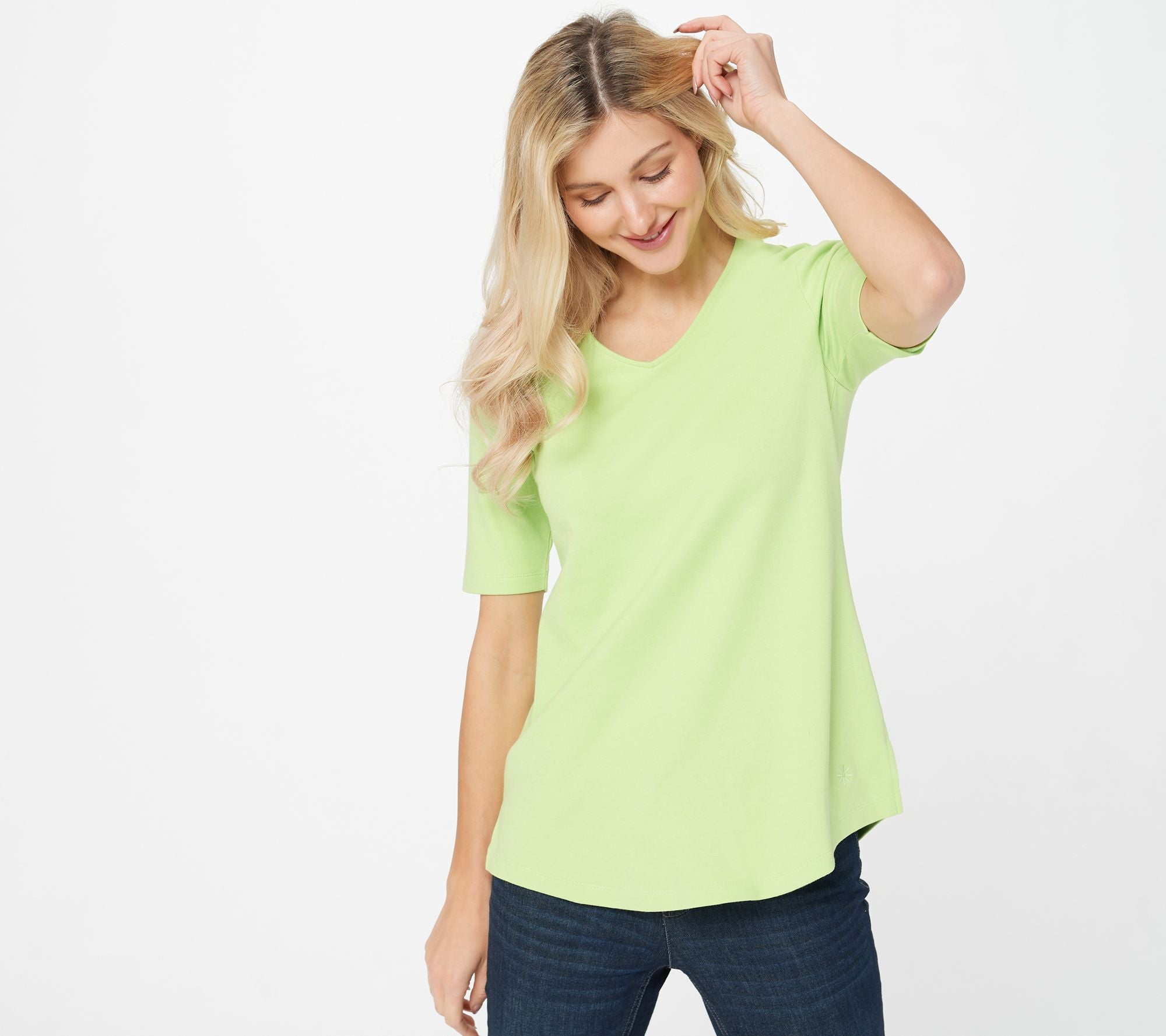 Isaac Mizrahi Live! Essentials V-Neck Elbow Sleeve Tunic